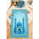 aymira home Dijital Baskılı Kaymaz Taban Yapay Zeka Tasarım Eğitici Küçük Çocuk Seccade Namazlık 60 X 100