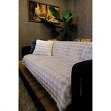Aymira Home Peluş Koltuk Örtüsü Şalı Pofuduk Bubble Gri Çok Amaçlı Baklava Desen 170X210 cm - 170 x 210 cm