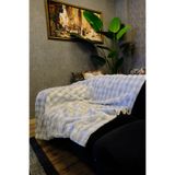aymira home Peluş Koltuk Şalı Örtüsü Pofuduk Bubble GRİ Çok Amaçlı Baklava Desen 150x150 cm