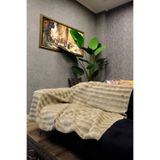 aymira home Peluş Koltuk Şalı Örtüsü Pofuduk Bubble KAHVE Çok Amaçlı Baklava Desen 150x150 cm