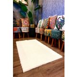 aymira Home Post Peluş Dikdörtgen Halı Veya Yolluk, Beyaz Tüylü Yumuşak, Yıkanabilir, Kaymaz Taban,