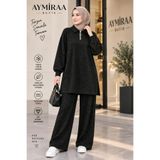 aymiraa Siyah Sim Parıltılı Modal Kumaş Tesettür Alt Üst Takım
