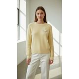 Aymiss Moda,angora Iplik, Önü Çiçek Aplikeli Kazak - Krem - S - M