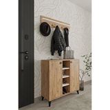 AYMOBSAN Akasya 2 Kapaklı Ayakkabılık, Vestiyer, Portmanto, Askılık, 90 Cm, Atlantik Çam - Beyaz