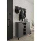 Aymobsan Akasya 2 Kapaklı Ayakkabılık, Vestiyer, Portmanto, Askılık, 90 Cm