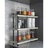 Aymobsan Inci Baharatlık, Mutfak Rafı, Çok Amaçlı Raf, 3 Katlı , Metal Ayaklı, Organizer, 40 cm, Mermer Desenli
