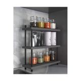 Aymobsan İnci Baharatlık, Mutfak Rafı, Çok Amaçlı Raf, 3 Katlı , Metal Ayaklı, Organizer, 40 Cm Sis Gri