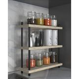 Aymobsan Inci Baharatlık, Mutfak Rafı, Çok Amaçlı Raf, 3 Katlı , Metal Ayaklı, Organizer, 40 cm, Traverten Desen