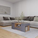 Aymobsan Lila Orta Sehpa 3'lü Takım Zigonlu Modern Orta Sehpa 100 cm - Atlantik Çam - Sis Gri
