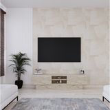 Aymobsan Liva Tv Sehpası 160 cm Modern Tasarım Kapaklı Traverten Suntalam Malzeme Özellikleri - Bej