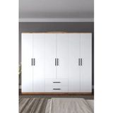 Aymobsan Mimoza 6 Kapılı 2 Çekmeceli Gardrop Geniş Dolap Elbise Dolabı Atlantik Çam - Beyaz