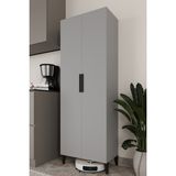 Aymobsan Modern 2 Kapaklı Çok Amaçlı Dolap Gri Suntalam Malzeme 60x31x172 cm 5 Raflı
