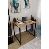 Aymobsan Selin Metal Ayaklı Çalışma Masası – Atlantik Çam Suntalam Siyah Metal Ayak Modern Ofis & Ev Masası - 75 x 74