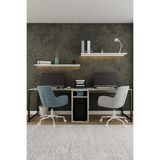 Aymobsan Twin 2 Kişilik Raflı Çalışma Masası Ofis Bilgisayar Masası - Mermer Desenli - 240 X 74 cm - Beyaz Mermer