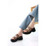 Aymood 149017aym 24414-574 Leopar Rugan Günlük Tokalı Dolgu Topuk Kadın Terlik