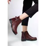 Aymood 165-204aym 165-204/1 Bordo Kroko Toka Aksesuarlı Fermuarlı Günlük Kadın Bot