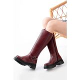 Aymood 236-3021 Bordo Fermuarlı Günlük Kadın Çizme