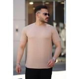 Aymood Erkek Ağaç Kabuğu Desenli Kısa Kollu T-Shirt - Bej - XL