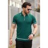 Aymood Erkek Fermuarlı Yakalı Kısa Kollu T-Shirt - Yeşil