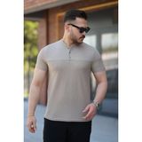 Aymood Erkek Hakim Yakalı Kısa Kollu Pamuklu T-Shirt - Bej