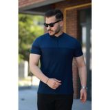 Aymood Erkek Hakim Yakalı Kısa Kollu Pamuklu T-Shirt - Lacivert