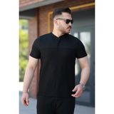 Aymood Erkek Hakim Yakalı Kısa Kollu Pamuklu T-Shirt - Siyah