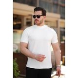 Aymood Erkek Yarım Balıkçı Yaka Kısa Kollu T-Shirt - Beyaz - 2XL