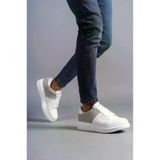 Aymood SLW 151 Boost BT Beyaz Gri Bağcıklı Cilt Süet Erkek Günlük Sneaker Ayakkabı