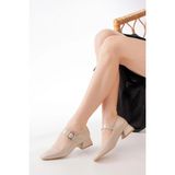 Aymood ST-006 Bej Rugan Günlük 4 cm Topuklu Bayan Ayakkabı