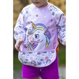Aymora Unicorn Desenli Sıvı Geçirmez Uzun Kollu Unisex Bebek Mama ve Aktivite Önlüğü 6-24 Ay