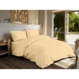 Aymura Home Pamuklu Düz Renkli Nevresim Takımı Çarşafı Lastikli Çift Kişilik - 200 x 230 cm - Bej