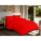 Aymura Home Pamuklu Düz Renkli Nevresim Takımı Çarşafı Lastikli Çift Kişilik - 200 x 230 cm - Kırmızı