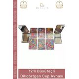 #Ayna 12Li Makyaj Kişisel Bakım Kompakt Taşınabilir Hediyelik Promosyon Büyüteçli Dikdörtgen Cep Aynası