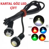 Ayna Alti Kartal Goz Led Eye Gunduz Fari Buz Mavi-Turuncu-Beyaz Cift