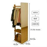 Ayna + Askılık + Raf | 3’Ü Bir Arada Fonksiyonel Tasarım | Kayın Kontrplak Sağlamlığı