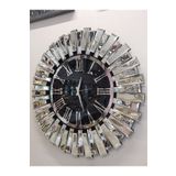AYNA DENİZİ Güneş Silver Jet Black Model Gümüş Siyah Renk 85 Cm Dekoratif Aynalı Duvar Saati