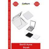 #Ayna Handmade El İşçiliği Lüks Modern Cep Çanta Boyu Makyaj Aksesuarı Şık Çerçeveli Derili Ayna Siyah
