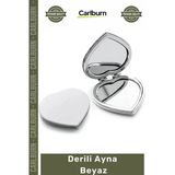 #Ayna Modern Dekoratif Şık Tasarım Çanta Cep Boy Makyaj Lüks Suni Çerçeve Derili Ayna Beyaz
