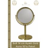 #Ayna Nişan Nikah Hediyelik Dekoratif Masa Üstü Organizasyon Ayaklı Gold Ayna 10'Lu Paket