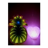 Ayna yansımalı sarı ananas ve RCB damla silikon kalp LED gece lambası