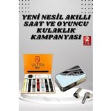 Aynalı Bluetooth Kulaklık ve 7 Kordonlu Akıllı Saat Dijital Göstergeli Uzun Pil Ömrü