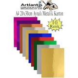 Aynalı Fon Kartonu A4 10 Renk 20X30 cm 1 Paket Okul Sınıf Dekoratif Pırıltılı Folyo Kağıt