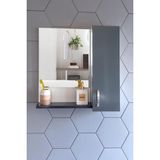 Aynalı Raflı Banyo Dolabı 60 cm Mdf Üst Modül Antrasit - 0-Koyu Mavi