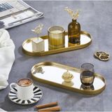 Aynalı Sunum Tepsisi – Gold Çerçeveli 12 X 30 Cm 2 Adet İster Tepsi / İster Duvar Aynası