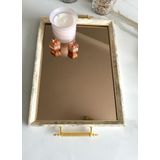 Aynalı Tepsi,lüks Çay Tepsisi,sunum Tepsisi,nişan Tepsisi,çay Kahve Sunum Tepsisi KREM (GOLD DETAYLI)