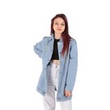AYNAZ Kadın Denim Jean Ceket, Oversize Kalıp, Açık Mavi, S Beden