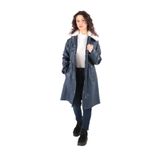 AYNAZ Kadın Lacivert Oversize Uzun Mont, 42 Beden