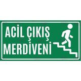 AYNED Print Acil Çıkış Uyarı Levhası – Merdiven Kaçış Yönü Bilgilendirme Tabelası - 15x30 cm - Dekota