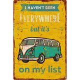 AYNED Print Vintage Minibüs Tasarımlı Ahşap Duvar Tabelası – Seyahat Konseptli Dekoratif Levha - 15x22,5 cm