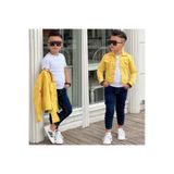 aynuraa Erkek çocuk gabardin ceket, denim pantolon ve badi 3’lü takım